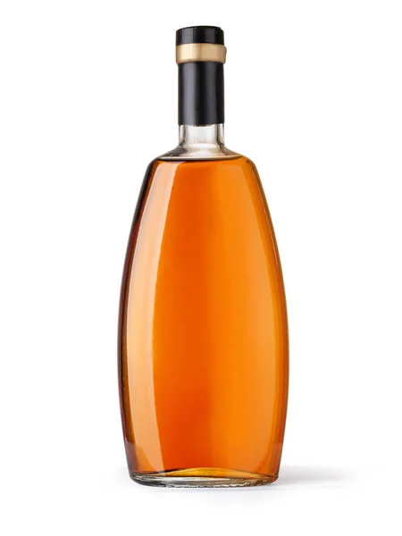 Whisky Glasflaska Isolerad Vit Bakgrund Med Klippbana — Stockfoto
