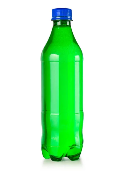 Zelená Plastová Láhev Vody Izolované Bílém Pozadí Výstřižkem Cesta — Stock fotografie