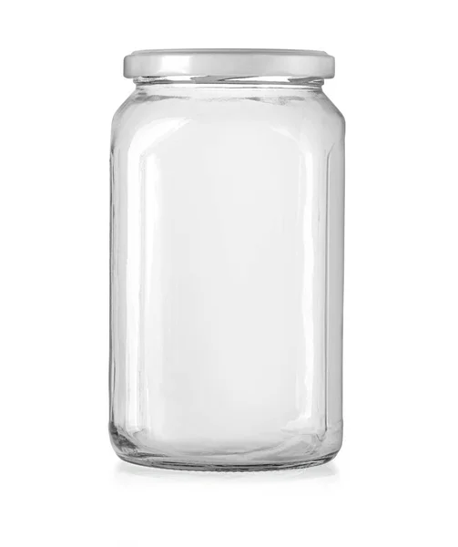 Κενό Γυάλινο Βάζο 1000 Λευκό Καπάκι Μονωμένο Λευκό Φόντο Clipping — Φωτογραφία Αρχείου