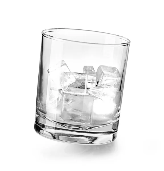 Склянка Кубиків Льоду Ізольована Білому Тлі — стокове фото