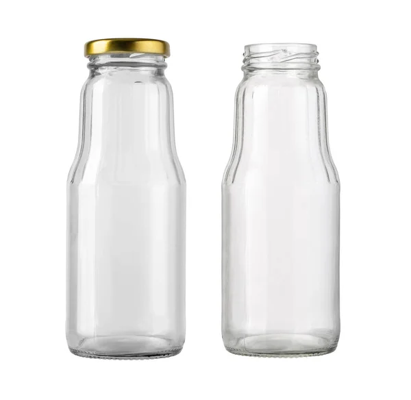 Set Leere Glasflaschen Isoliert Auf Weiß — Stockfoto