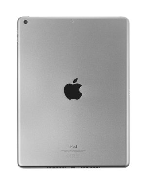 Chisinau, Moldova - 11 Mayıs 2021: Yeni Apple iPad Pro Silver Apple tarafından geliştirilen beyaz iPad 'de izole edildi.
