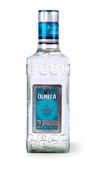Anapa Rusland Augustus 2022 Fles Olmeca Tequila Witte Rug — Stockfoto