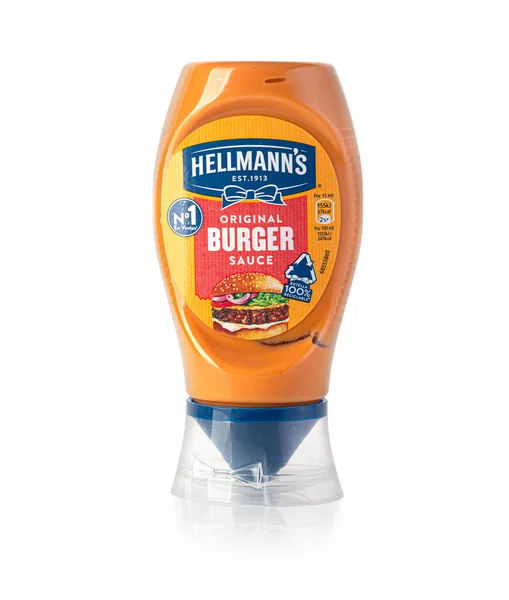 Chisinau Moldavien Juni 2021 Flaska Hellmanns Original Burger Sauce Isolerad — Stockfoto