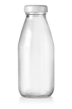 Boş cam kavanoz şişesi beyaz arka planda izole edilmiş kırpma yolu ile