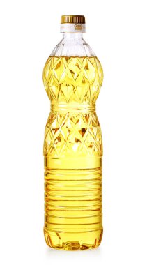 Yağ plastik şişesi kırpma yolu ile beyaz arkaplanda izole