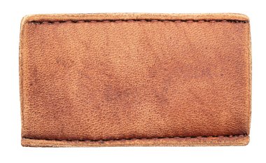 Beyaz arkaplanda izole edilmiş boş deri etiket arka planı.