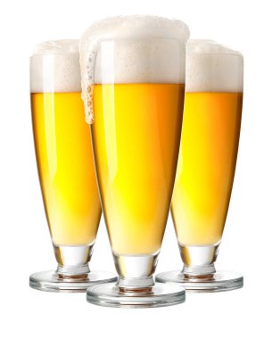 Glasses of beer isolated over whitet background