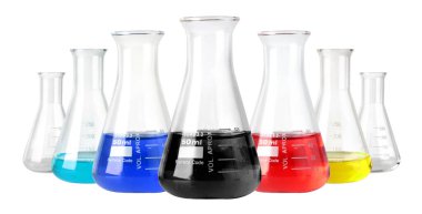 Flask empty and full  isolated on white background