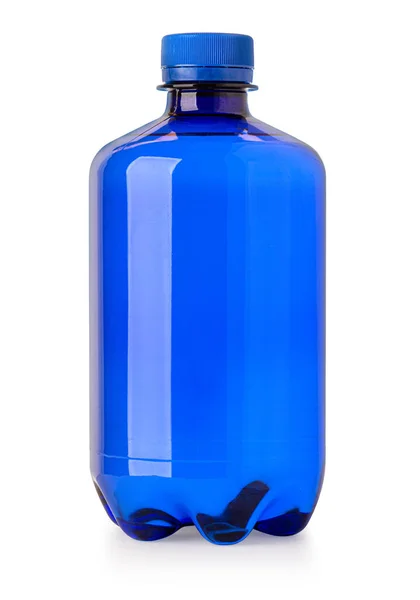 Botella Agua Plástico Azul Aislado Sobre Fondo Blanco Con Camino —  Fotos de Stock
