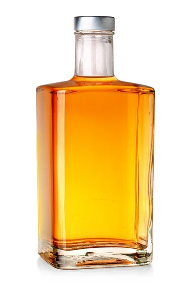 Бутылка Виски Изолированы Белом Фоне Вырезкой Пути — стоковое фото