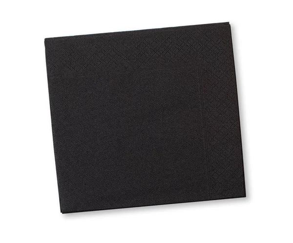 Fekete Papír Szalvéta Elszigetelt Fehér Background — Stock Fotó