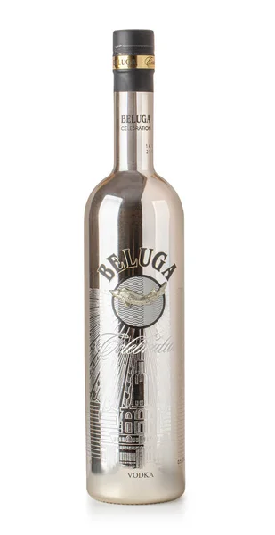 Anapa Russia Лютого 2023 Пляшка Vodka Beluga Ізольована Білому — стокове фото