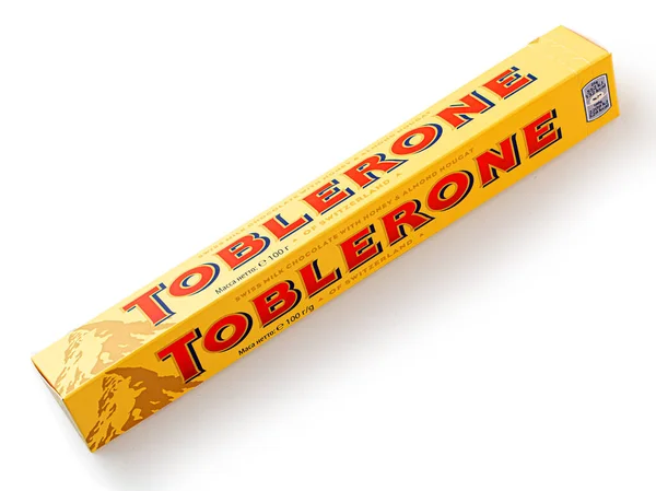Anapa Russland Februar 2023 Toblerone Riegel Schweizer Milchschokolade Mit Honig — Stockfoto