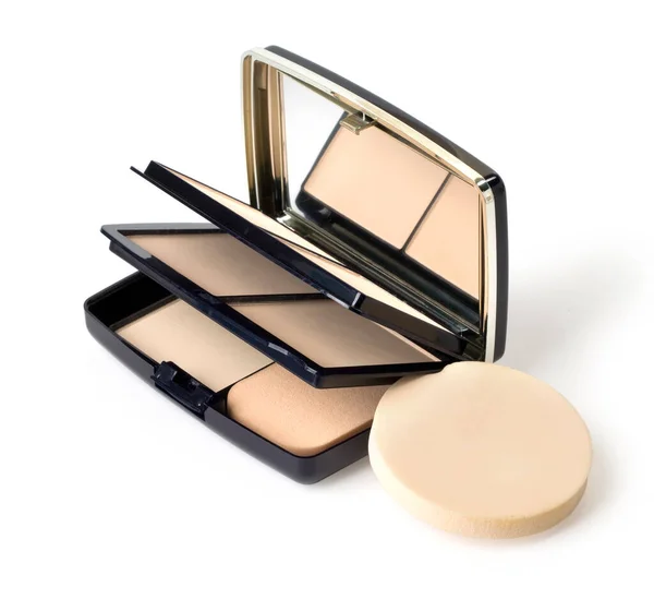 Polvo Facial Aislado Blanco Producto Maquillaje Ruta Recorte —  Fotos de Stock