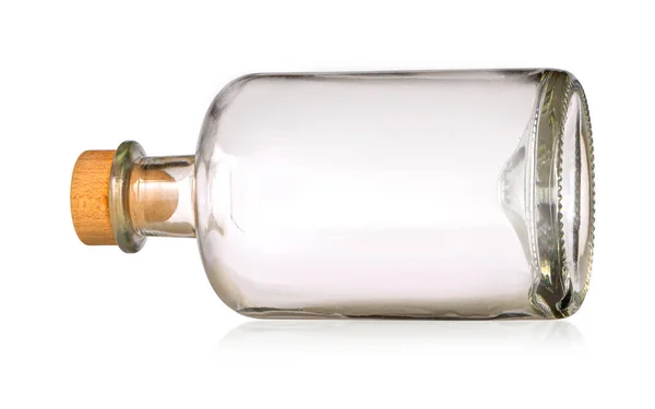 Botella Vidrio Vacía Incolora Aislada Sobre Fondo Blanco Con Ruta — Foto de Stock