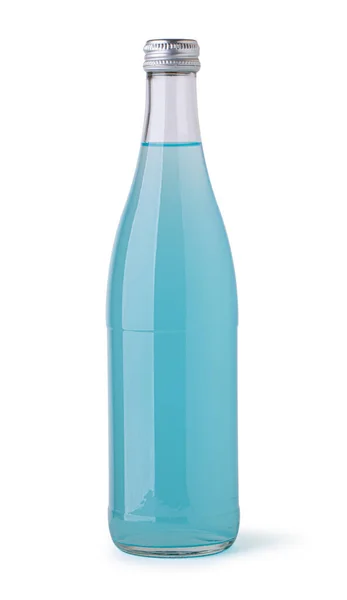 Garrafa Refrigerante Azul Sobre Fundo Branco Com Caminho Recorte — Fotografia de Stock