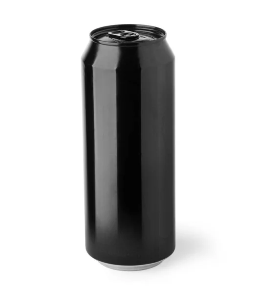 Hliníková Černá Může Maketa Izolované Bílém Pozadí 500Ml Hliníková Soda — Stock fotografie