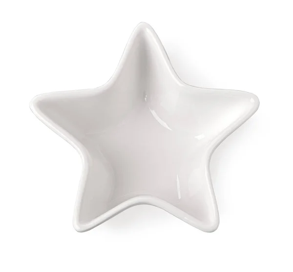 stock image Empty star shape ceramics plate isolated on white background with clipping path.