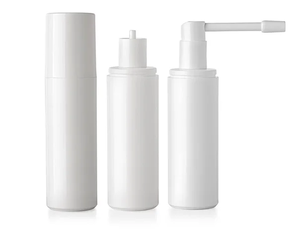 Bottiglie Medicina Gola Spray Isolato Sfondo Bianco — Foto Stock