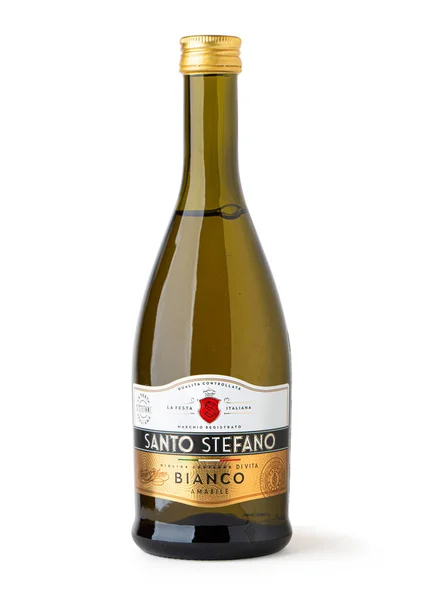 Anapa Rosja Luty 2023 Butelka Santo Stefano Bianco Amabile Izolowana — Zdjęcie stockowe