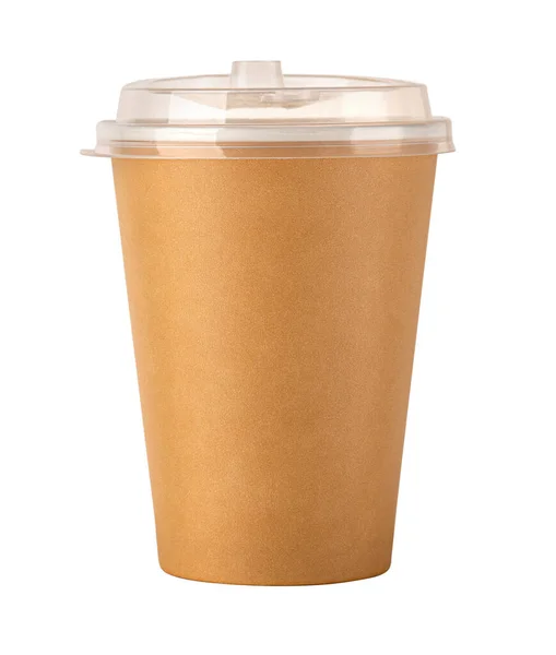 Takeaway Paper Coffee Cup Isolated White Clipping Path — Stock Photo, Image