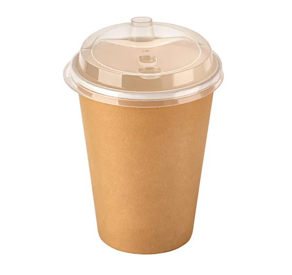 Takeaway Papper Kaffekopp Isolerad Vitt Med Klippbana — Stockfoto