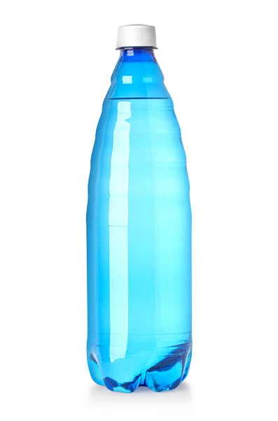 Bottiglia Plastica Blu Con Acqua Minerale Sfondo Bianco Con Ritaglio — Foto Stock