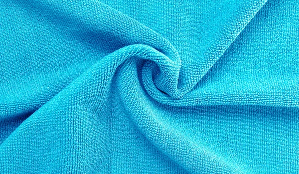 stock image Wrinkled blue microfiber cloth texture of microfiber towel closeup