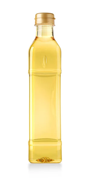 Botella Plástico Aceite Aislado Sobre Fondo Blanco Recortado — Foto de Stock