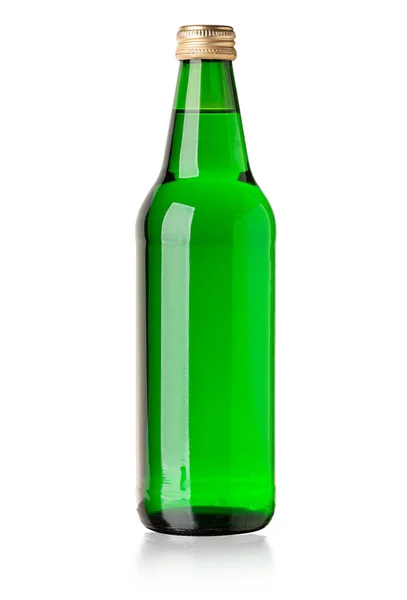 Σόδα Νερό Πράσινο Γυάλινο Μπουκάλι Απομονωμένα Λευκό Χρώμα Διαδρομή Αποκοπής — Φωτογραφία Αρχείου