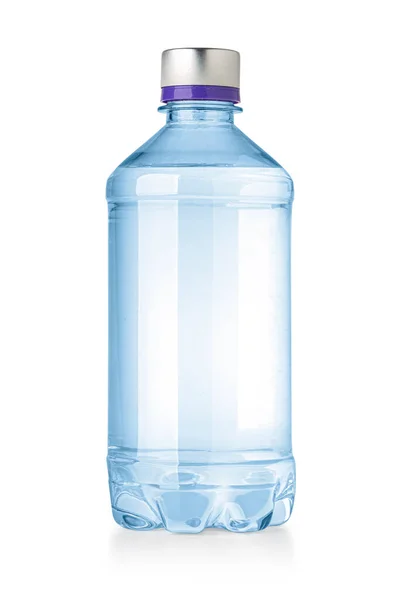 Kleine Plastikflasche Mit Mineralwasser Auf Weißem Hintergrund Mit Ausschnitt — Stockfoto