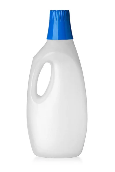 Plastikowa Butelka Proszku Prania Izolowana Biało Ścieżką Wycinania — Zdjęcie stockowe