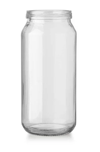 Leeres Glas Ohne Deckel Isoliert Auf Weißem Hintergrund Mit Clipping — Stockfoto