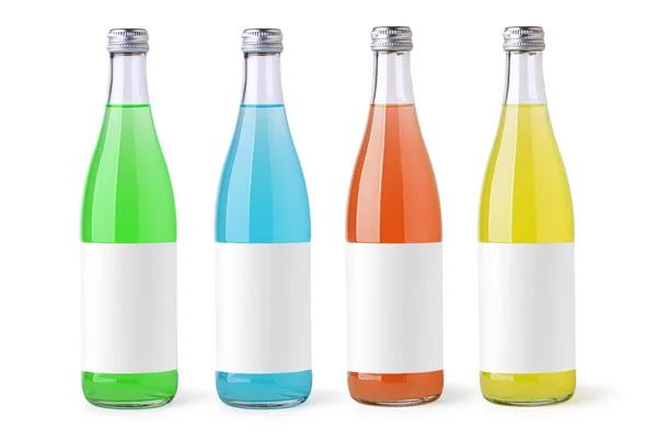 Set Soda Bottles White Background White Label — Stock Photo, Image
