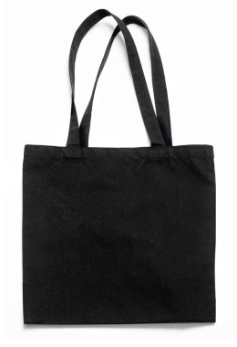 Kadınlar için siyah bez çanta modelleme kumaşı eko mağaza modelleme şablonu kırpma yolu ile twhite arka planda izole