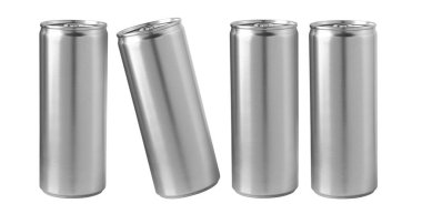 Beyaz arka plan üzerinde izole alüminyum kutular 