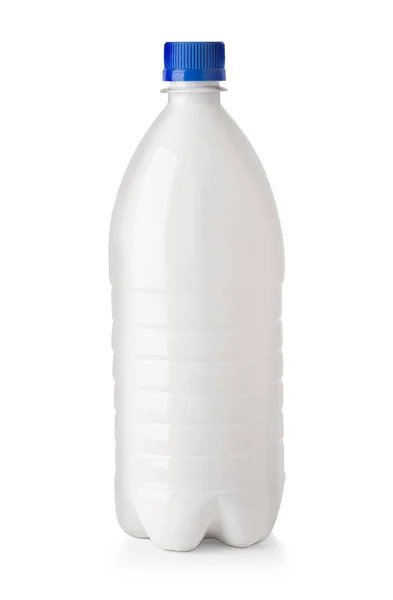 Blank White Plastic Milk Blue Cap Jug Isolated White Background — Stock Photo, Image