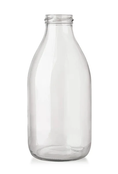 Botella Leche Vacía Sin Tapa Aislado Blanco Con Camino Recorte Fotos de stock libres de derechos