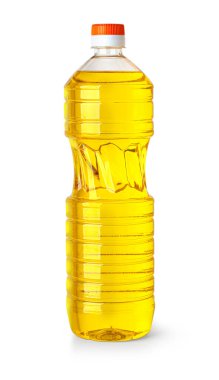 Beyaz zemin üzerinde izole edilmiş, kırpma yolu ile zeytinyağı plastik şişe