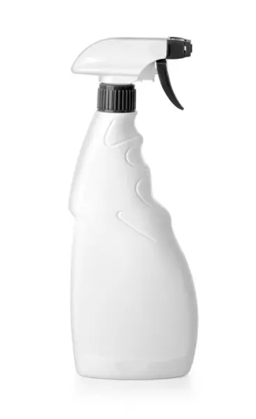 Λευκό Άδειο Πλαστικό Μπουκάλι Ψεκασμού Που Απομονώνεται Λευκό Φόντο Μονοπάτι — Φωτογραφία Αρχείου