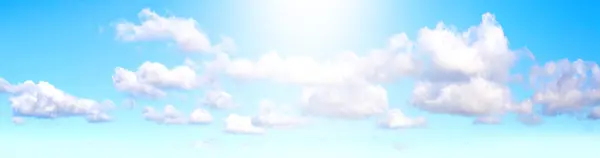 中央の背景にある雲と太陽の光 パノラマ画像 — ストック写真