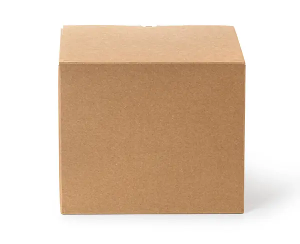 Ένα Κλειστό Χάρτινο Κουτί Καφέ Χάρτινο Κουτί Που Απομονώνεται Λευκό — Φωτογραφία Αρχείου