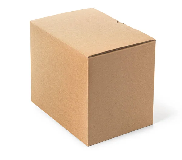 一个封闭的纸盒或褐色纸盒 在白色背景上隔离 — 图库照片