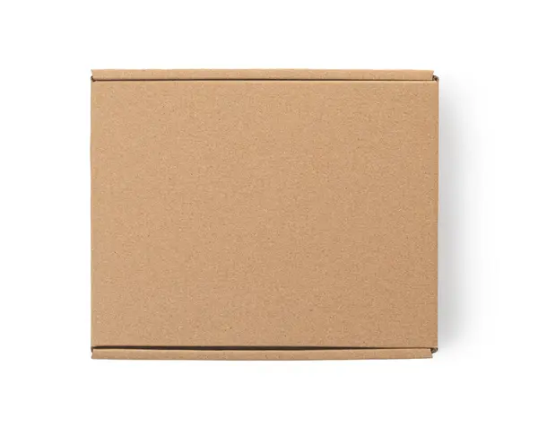 One Closed Cardboard Box Brown Paper Package Box Isolated White — Stock Photo, Image