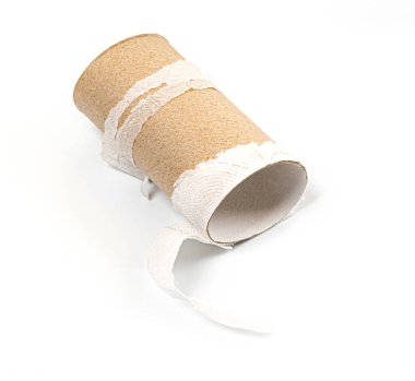 boş tuvalet kağıdı rulo beyaz zemin üzerine