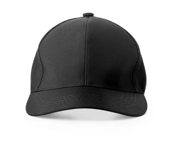 Black Baseball Cap Mockup White Background Front View Clipping Path Stock Picture