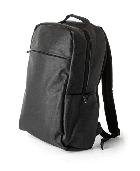 Black Leather Casual Backpack Isolated White Background Clipping Path Royalty Free Stock Images
