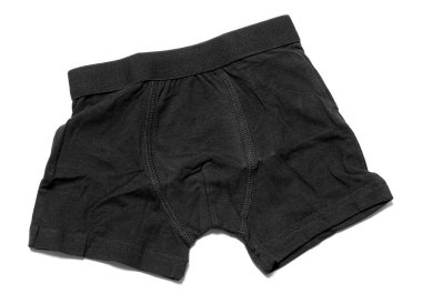 Beyaz arka planda izole siyah erkek iç çamaşırı