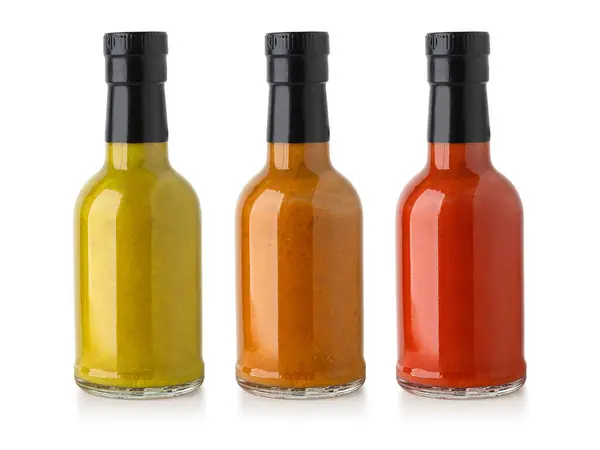 Barbecue Sauces Glass Bottles Clipping Path Royalty Free Stock Images